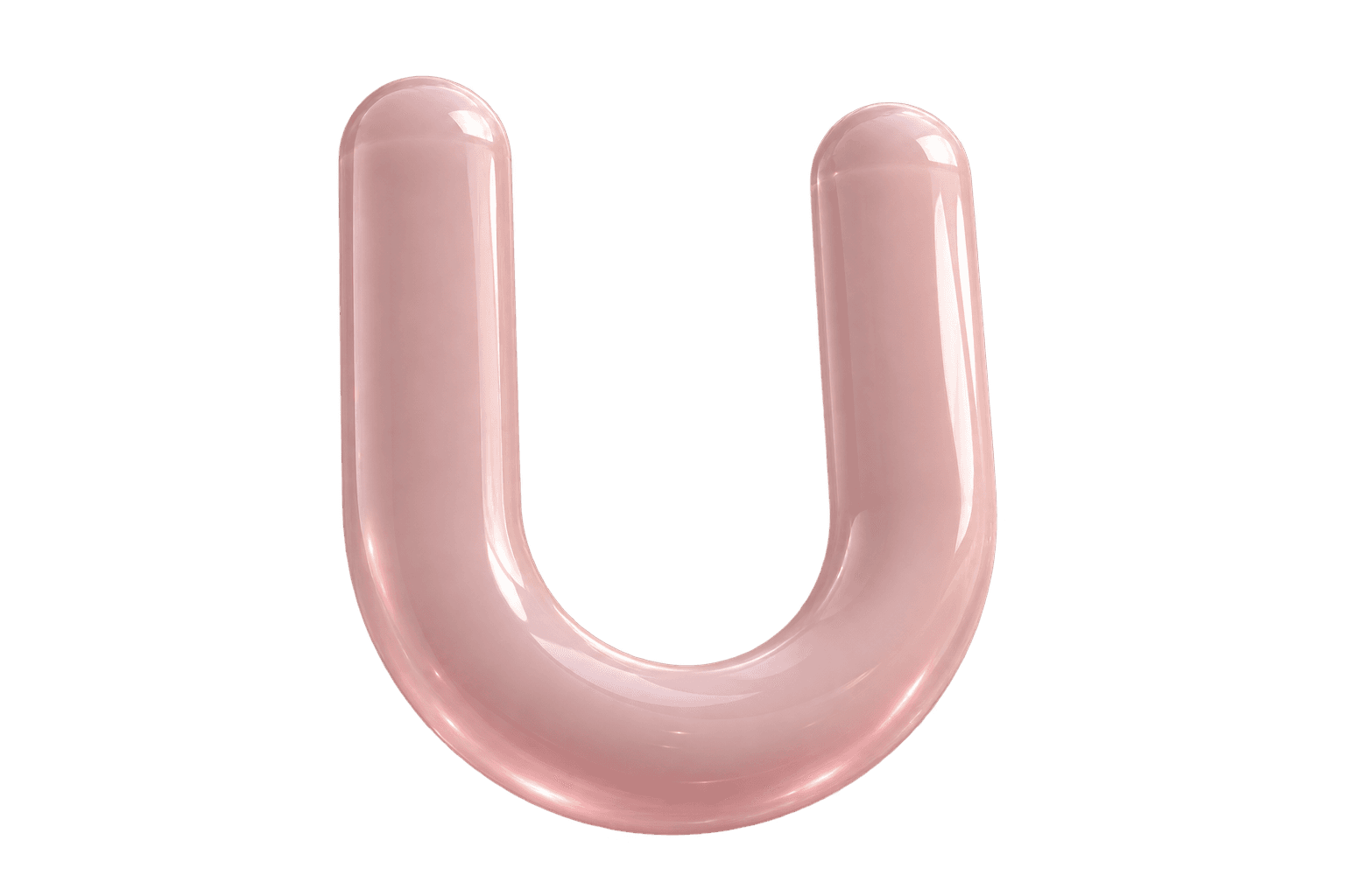 A violet Umovi U rendered in polished rose material