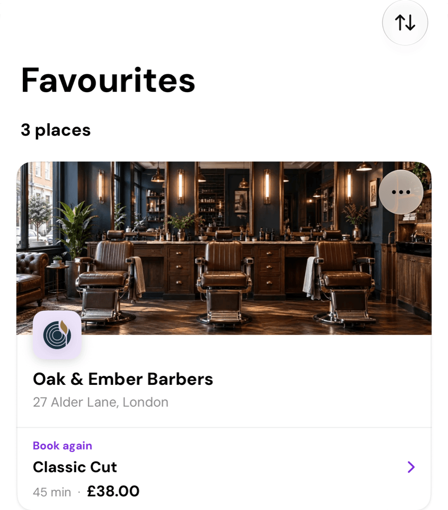 Gespeicherte Orte in der Umovi App mit Kurzbefehl zum erneuten Buchen desselben Service
